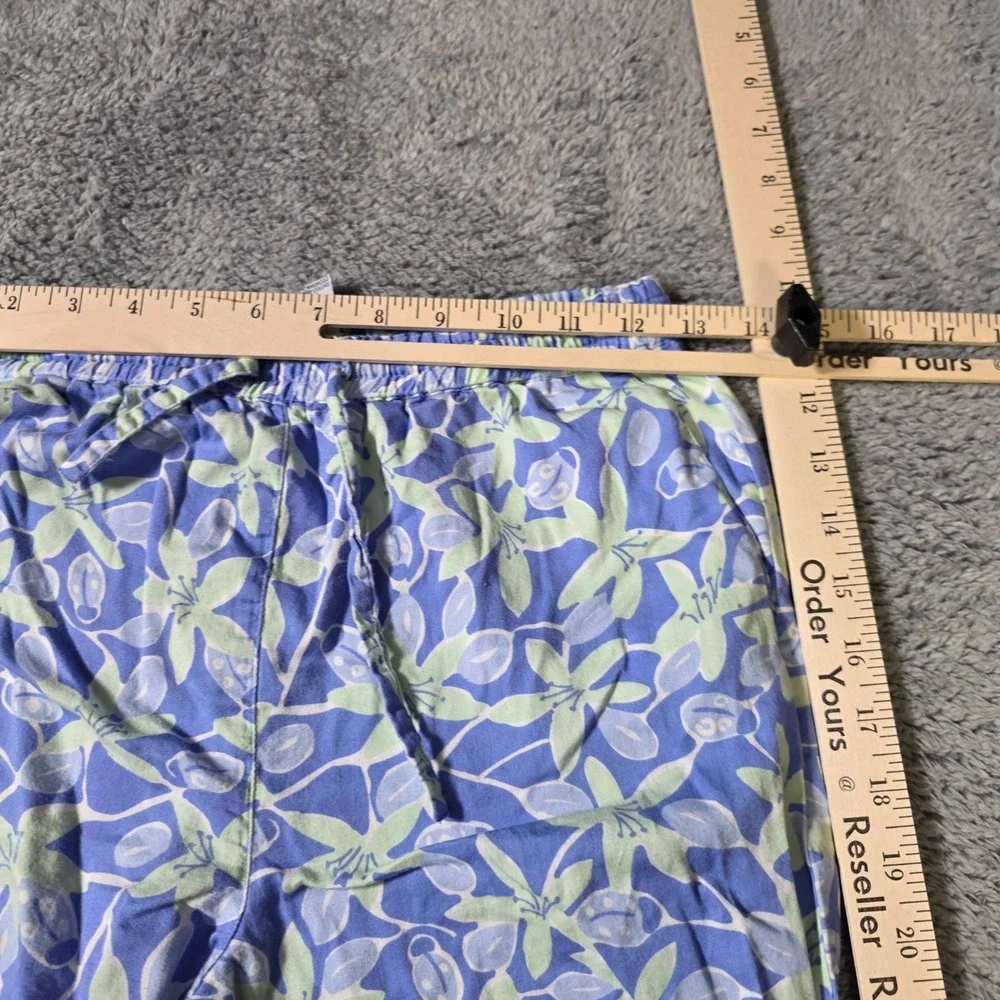Lilly Pulitzer Girls 14‎ Pajama Pants Blue Green Floral Cotton Crop Drawstring